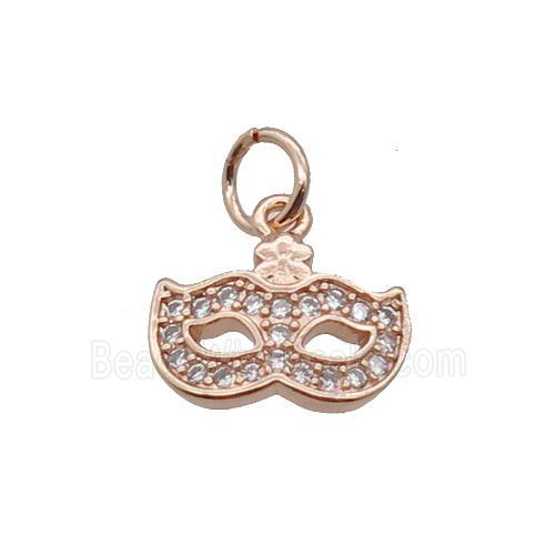 Copper EyeMask Pendant Pave Zircon Rose Gold