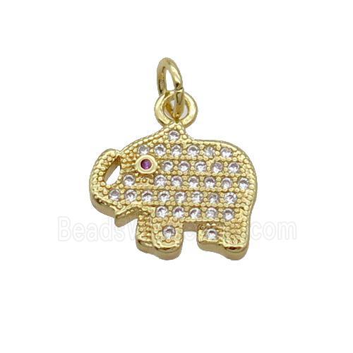 Copper Elephant Pendant Pave Zircon Gold Plated