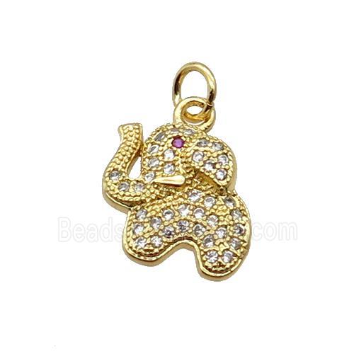 Copper Elephant Pendant Pave Zircon Gold Plated