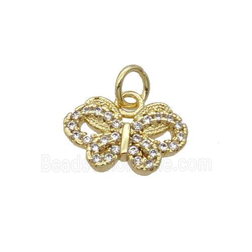 Copper Butterfly Pendant Pave Zircon Gold Plated