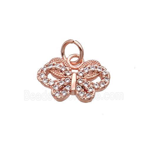 Copper Butterfly Pendant Pave Zircon Rose Gold
