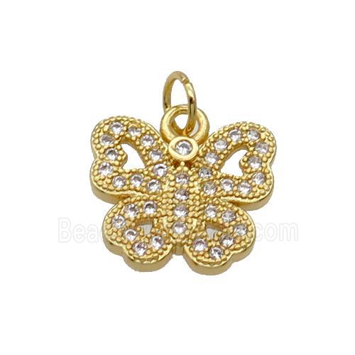 Copper Butterfly Pendant Pave Zircon Gold Plated