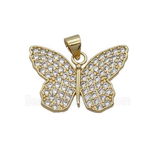 Copper Butterfly Pendant Pave Zircon Gold Plated