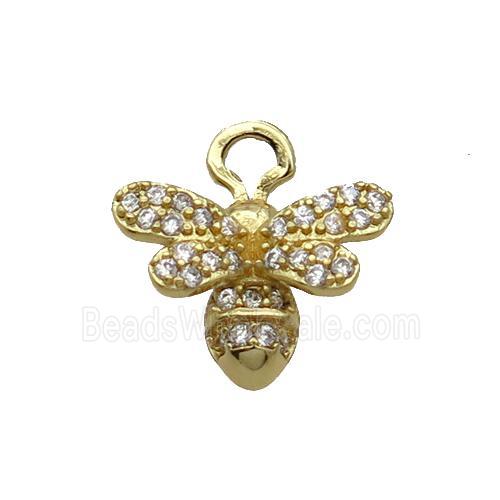 Copper Honeybee Pendant Pave Zircon Gold Plated
