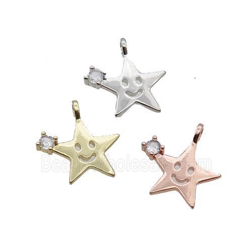 Copper Star Pendant Pave Zircon Smileface Mixed