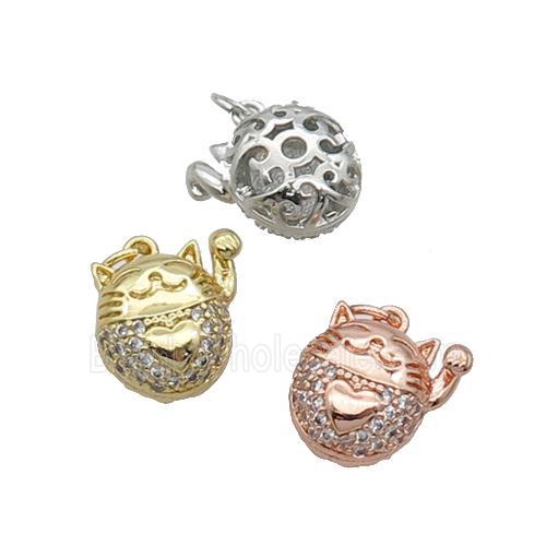 Copper Lucky Cat Pendant Pave Zircon Mixed