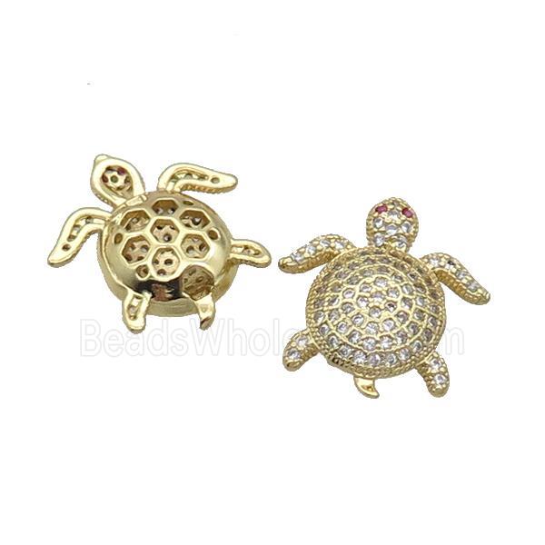 Copper Tortoise Beads Pave Zircon Gold Plated