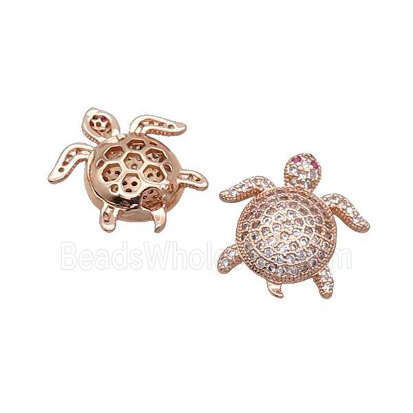 Copper Tortoise Beads Pave Zircon Rose Gold