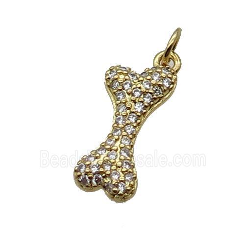 Copper DogBone Pendant Pave Zircon Gold Plated