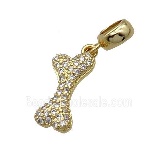 Copper DogBone Pendant Pave Zircon Gold Plated