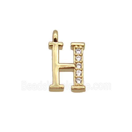 Copper Letter-H Pendant Pave Zircon Gold Plated