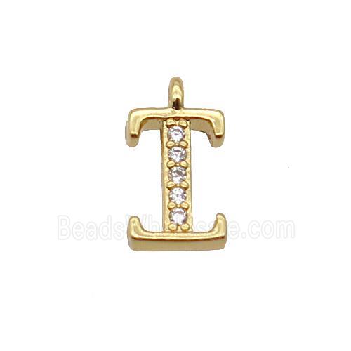 Copper Letter-I Pendant Pave Zircon Gold Plated
