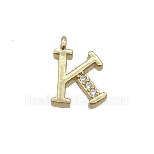 Copper Letter-K Pendant Pave Zircon Gold Plated