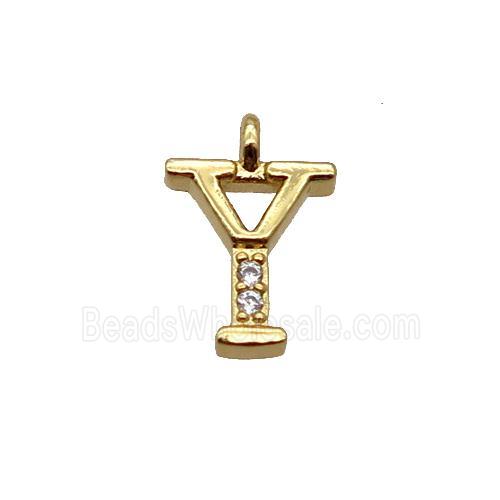 Copper Letter-Y Pendant Pave Zircon Gold Plated