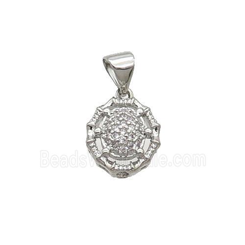 Copper Spider Pendant Pave Zircon Platinum Plated