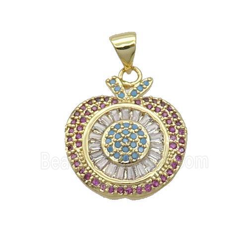 Copper Apple Pendant Pave Zircon Gold Plated
