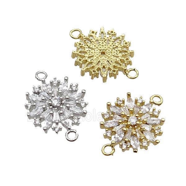 Copper Flower Connector Pave Zircon Mixed