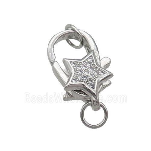 Copper Lobster Clasp Pave Zircon Platinum Plated