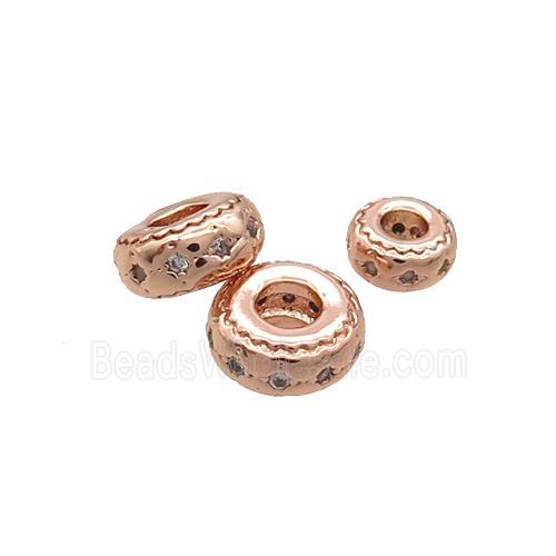 Copper Rondelle Spacer Beads Pave Zircon Rose Gold