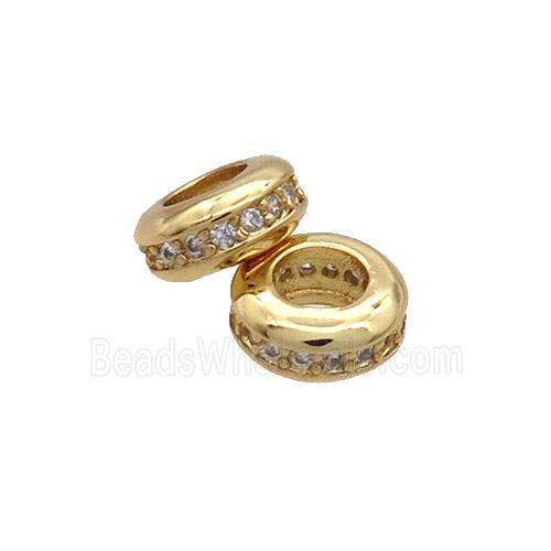 Copper Rondelle Spacer Beads Pave Zircon Gold Plated