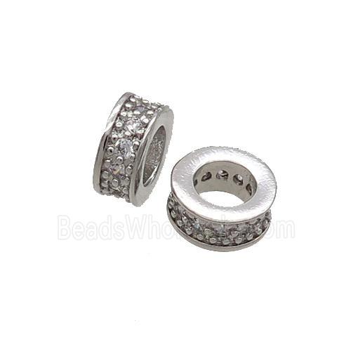Copper Heishi Spacer Beads Pave Zircon Platinum Plated