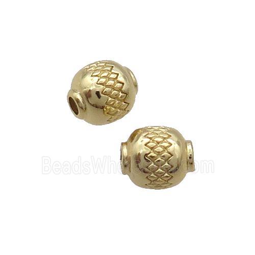 Copper Round Beads Large Hole Gold Plated