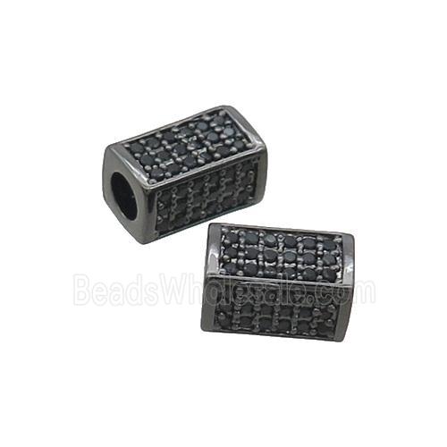 Copper Cuboid Beads Pave Black Zircon Large Hole Black Plated