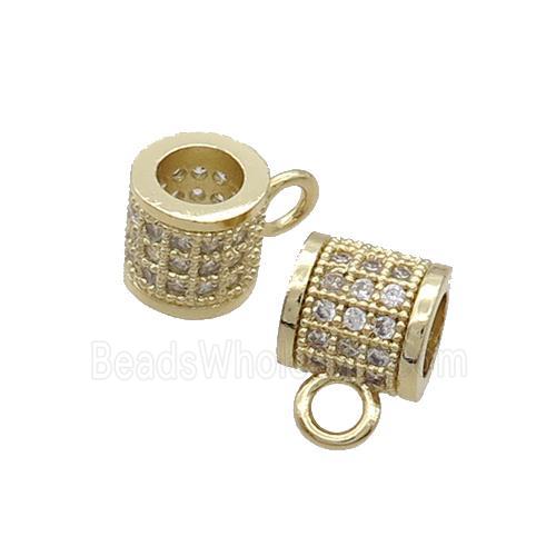 Copper Hanger Bail Pave Zircon Large Hole Gold Plated