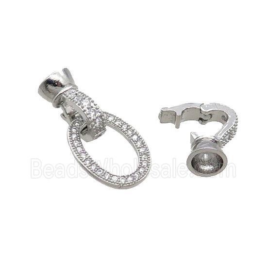 Copper Clasp Pave Zircon Platinum Plated