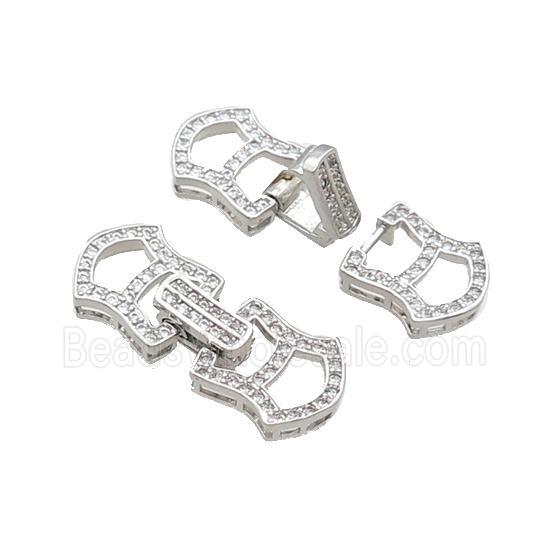 Copper Clasp Pave Zircon Platinum Plated