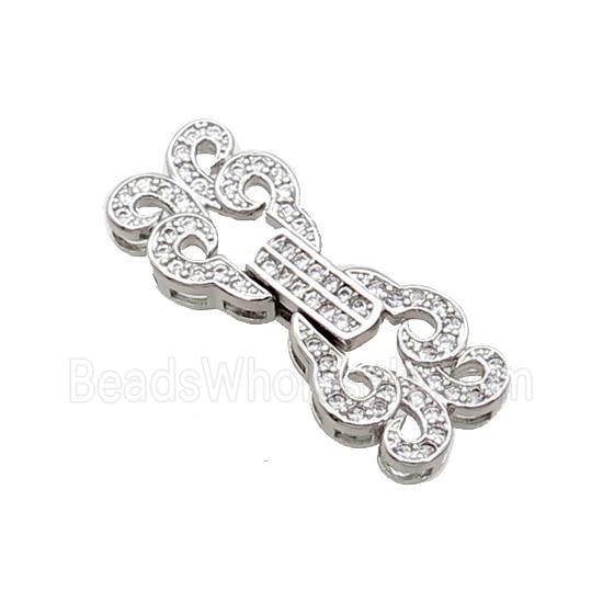 Copper Clasp Pave Zircon Platinum Plated