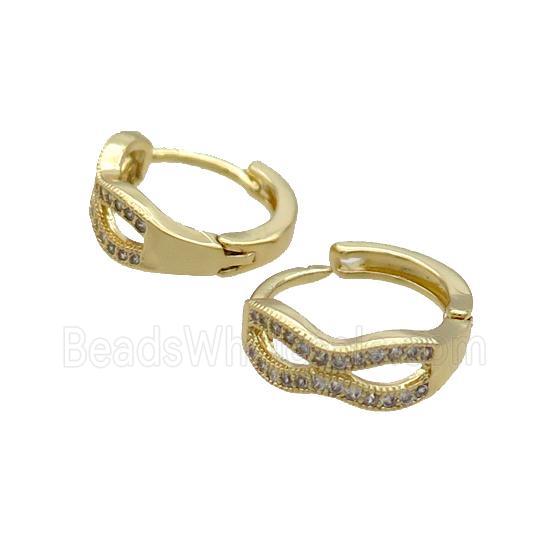 Copper Latchback Earring Pave Zircon Gold Plated