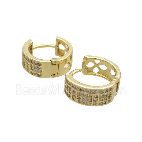 Copper Latchback Earring Pave Zircon Gold Plated
