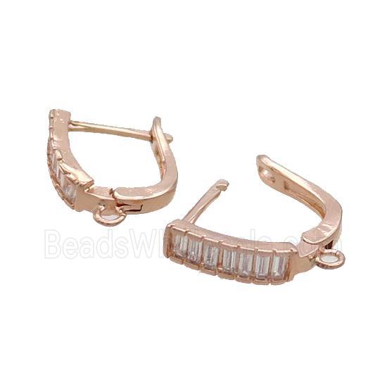 Copper Latchback Earring Pave Zircon Rose Gold