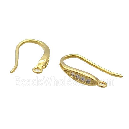 Copper Hook Earring Pave Zircon Gold Plated
