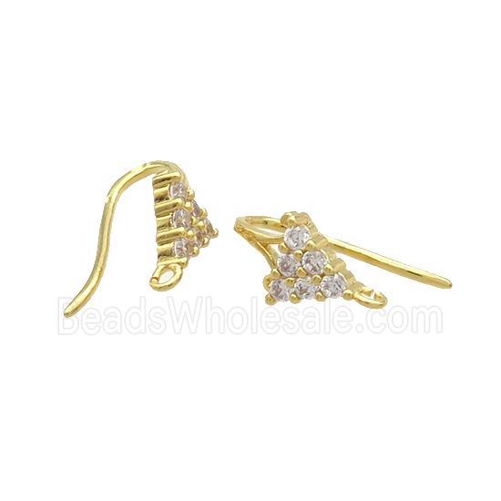Copper Hook Earring Pave Zircon Gold Plated
