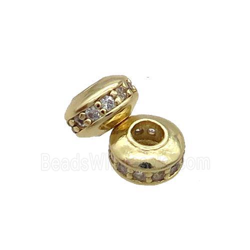 Copper Rondelle Beads Pave Zircon Gold Plated