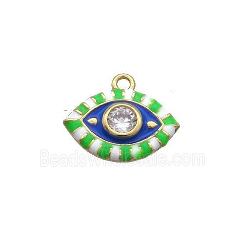 Copper Eye Pendant Pave Zircon Blue Enamel Gold Plated