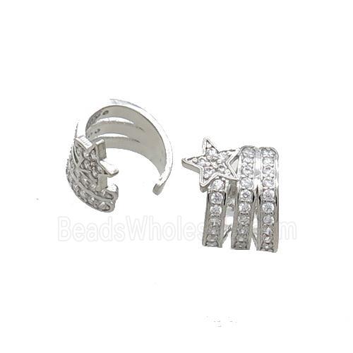 Copper Clip Earring Pave Zircon Platinum Plated