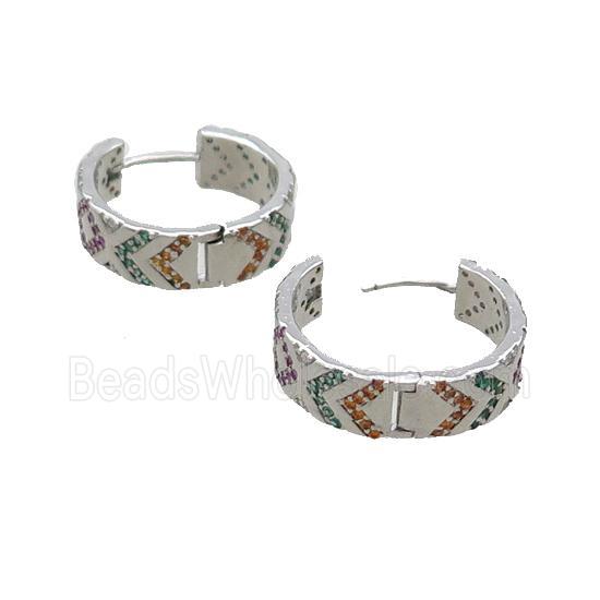 Copper Hoop Earring Pave Zircon Platinum Plated