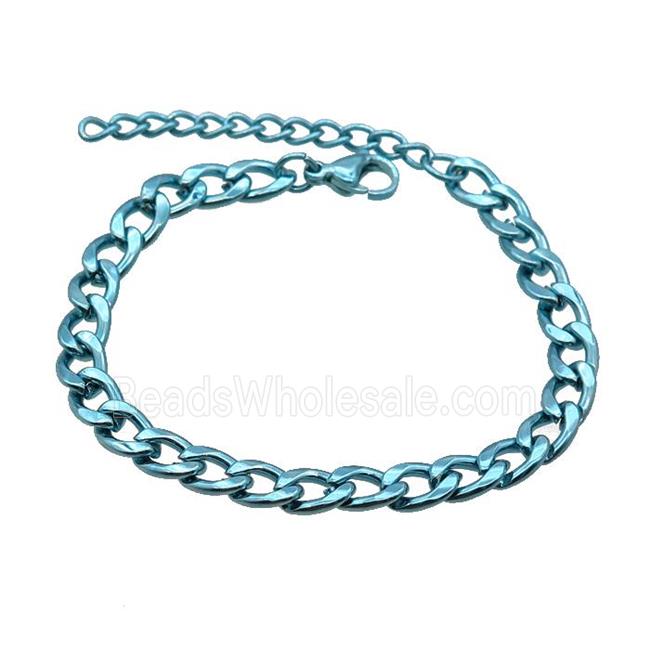 Copper Chain Bracelet PeacockGreen Lacquered