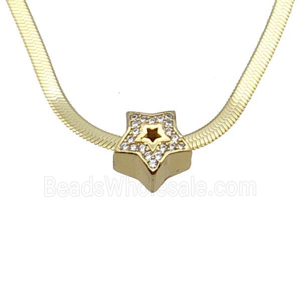 Copper Necklace Pave Zircon Star Gold Plated