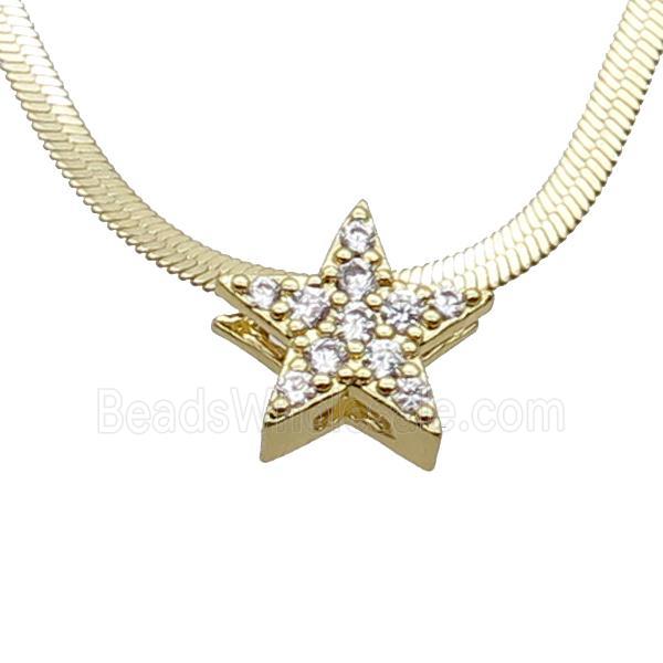 Copper Necklace Pave Zircon Star Gold Plated