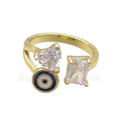 Copper Ring Enamel Evil Eye Gold Plated