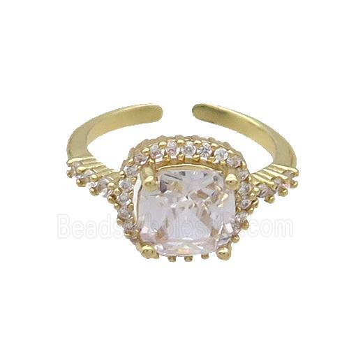 Copper Ring Pave Zircon Clear Crystal Gold Plated