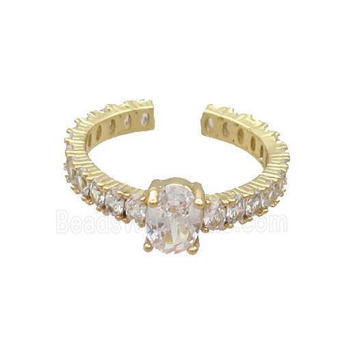 Copper Ring Pave Zircon Clear Crystal Gold Plated