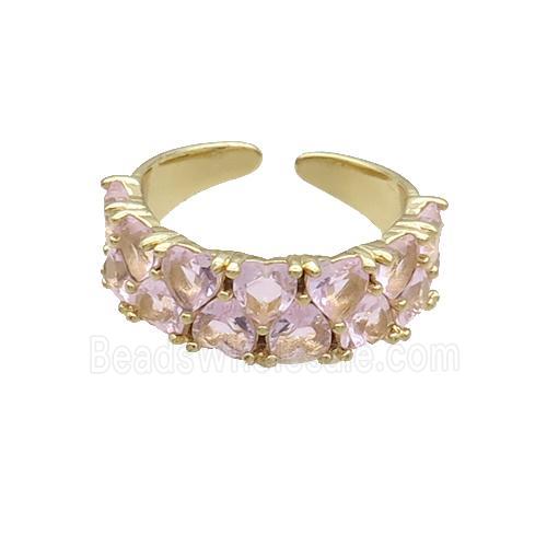 Copper Ring Pave Pink Crystal Gold Plated