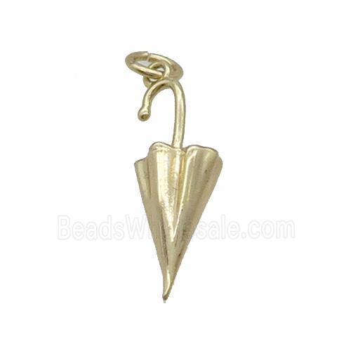 Copper Umbrella Charm Pendant Gold Plated
