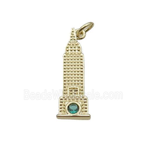 Copper Pendant Pave Zircon Empire State Building Gold Plated