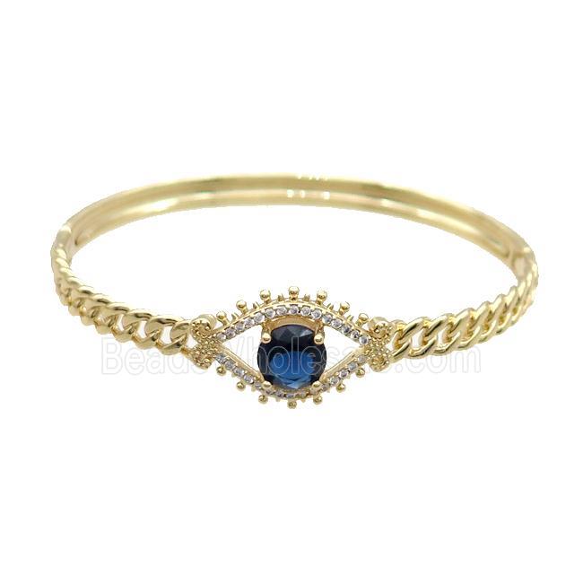 Copper Bangle Pave Blue Crystal Gold Plated